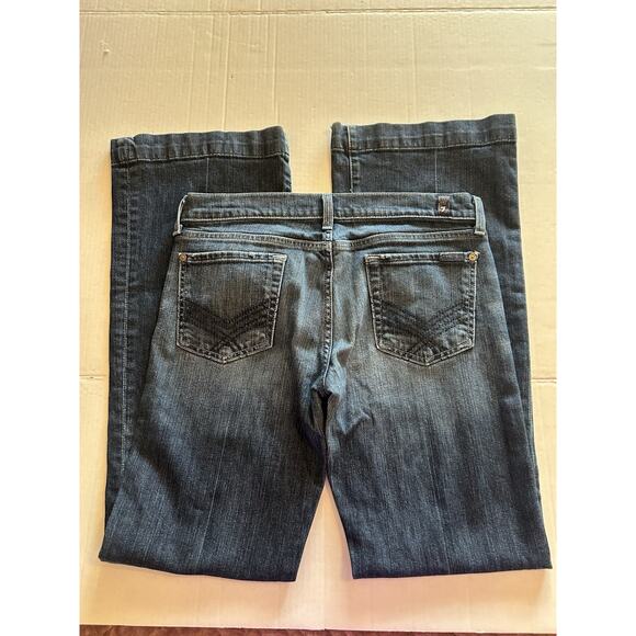 7 For All Mankind DOJO Bootcut Jeans Womens Size 30 Embroidered Pockets Wide Hem - Picture 3 of 9